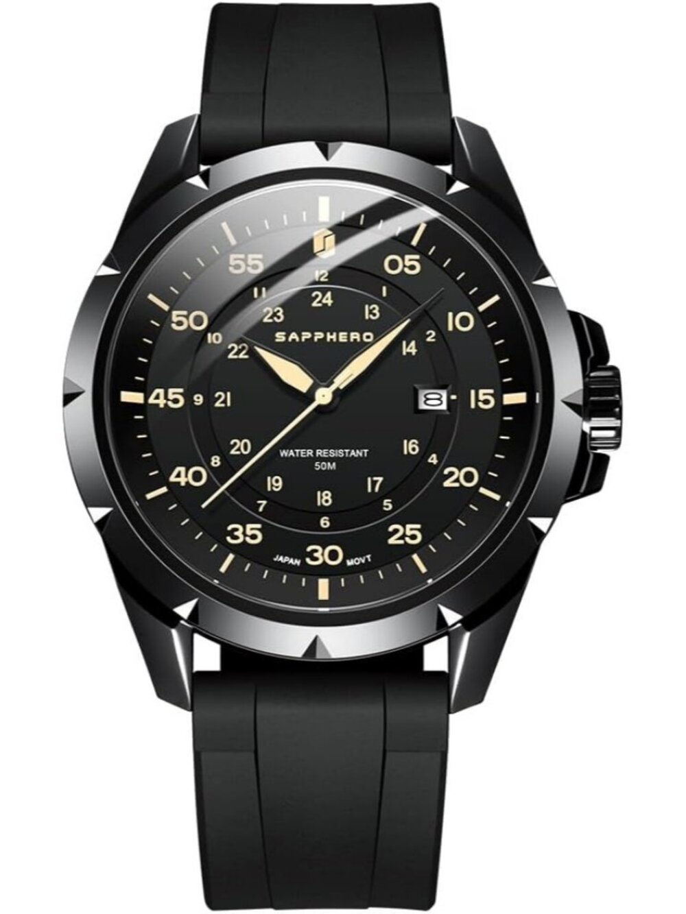 Men's Black Yellow Waterproof Quartz Analog Sport Casual Elegant Wrist Watch